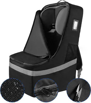Image de Grand sac à dos résistant pour siège auto, sac de voyage pour siège enfant avec bandoulière rembourrée pour l'avion, l'aéroport