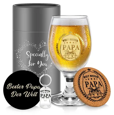 Personalisiertes Bierglas für Papa – 400 ml, inkl. Zubehör