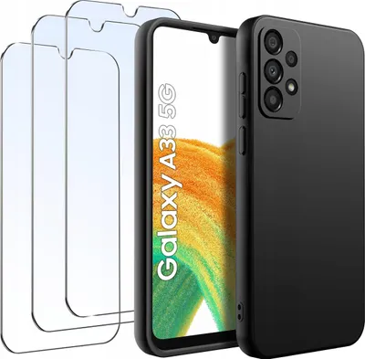 Obrázek produktu pro SADA Pouzdro pro Samsung A33 5G | Matné černé silikonové Slim + 3 KS SKLO