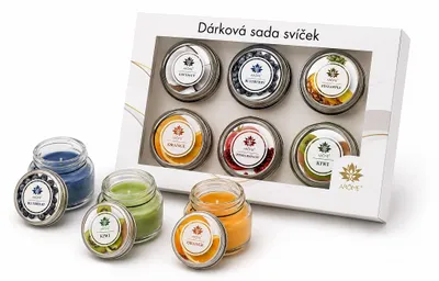 Zdjęcie produktu dla ARÔME – Zestaw prezentowy zawierający 6 zapachowych świec, waga każdej świecy: 28 g