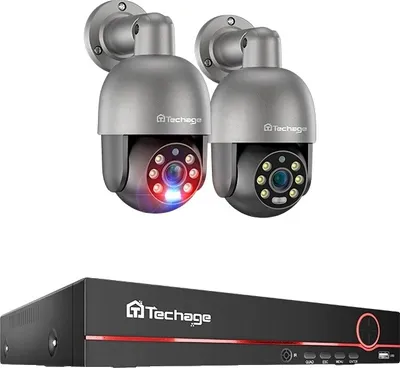 Image de Système de caméra de sécurité, reconnaissance faciale IA, audio bidirectionnel, caméra 8CH 2 PTZ, Aucun