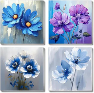 Productafbeelding van 4 Stuks Schilderen Op Nummer Set Voor Volwassenen Kinderen Eenvoudige Gekaderde Schilderen Op Nummer Sets DIY Eenvoudige Bloemen Acryl Olieverf