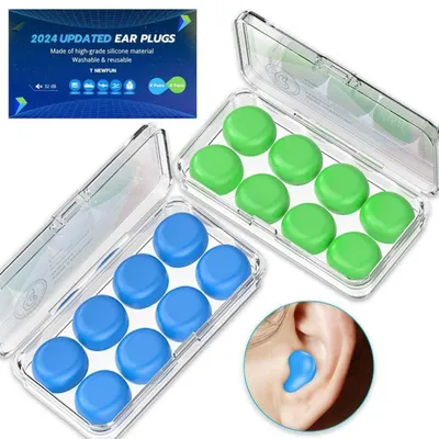 Produktbild von Ohrstöpsel zum Schlafen und Schwimmen, 8 Paar wiederverwendbare Silikon Ohrstöpsel, blau