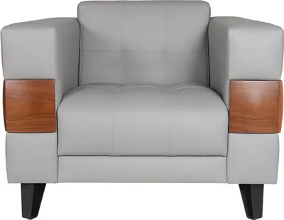 Produktbild von Grauer Kunstleder Luxus Sessel Wohnzimmer Moderner Loungesessel