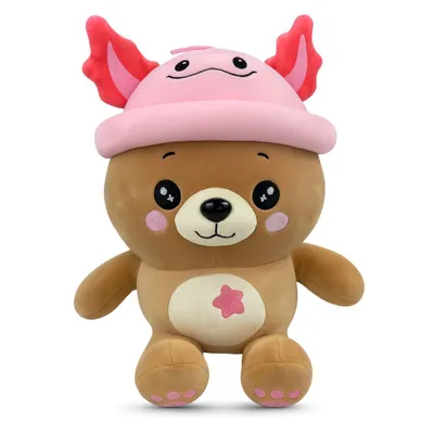 Produktbild von Kuscheltier Bär 25 cm braun mit rosa Mütze – Weiches Plüschtier Stofftier