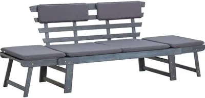 Obrázok produktu pre Záhradná lavička s podložkami 2 v 1 190 cm sivá akáciový masív