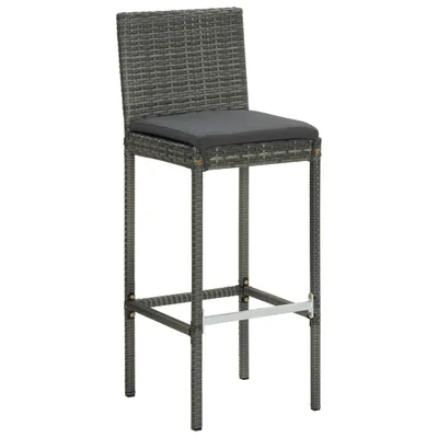Produktbild von vidaXL Garten-Barhocker mit Kissen 4 Stk. Grau Poly Rattan