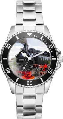 Produktbild von KIESENBERG Herrenuhr Armbanduhr Eisenbahn Lokomotive Dampflok Geschenk Fan Artikel Zubehör Fanartikel Analog Quartz Uhr 2796
