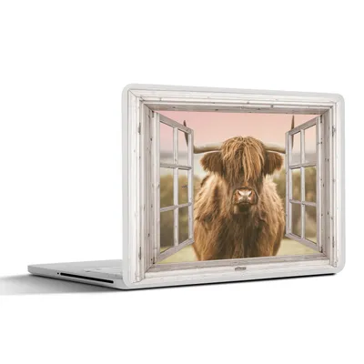 Produktbild von MuchoWow® Laptop Aufkleber Sticker Cover Scottish Highlander - Ansicht - Kuh 32.5x23.5 cm - Sticker für Laptop - Selbstklebend