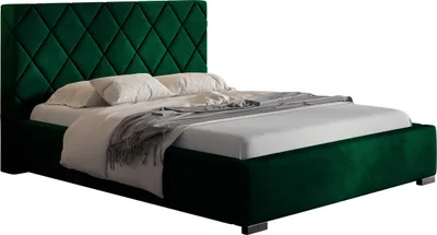 Produktbild von Polsterbett mit Bettkasten 140x200 cm Aron - Doppelbett mit Lattenrost, Samtstoff, Grün