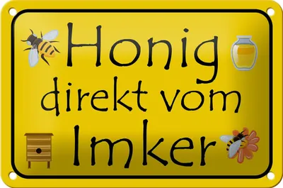 Produktbild von Blechschild Hinweis 18x12cm Honig direkt vom Imker