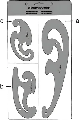 Produktbild von Standardgraph Burmester-Kurvenlineale 3-teilig, 2 mm dick, transparent
