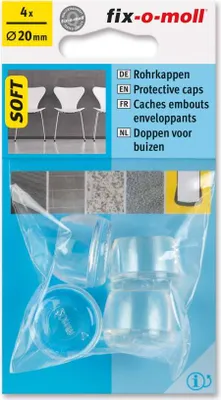 Packaging for clear protective caps for tubes.