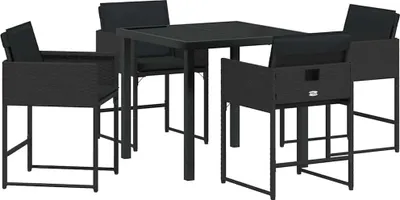 Produktbild von vidaXL Garten Essgruppe 5 Stk. Schwarz Poly-Rattan