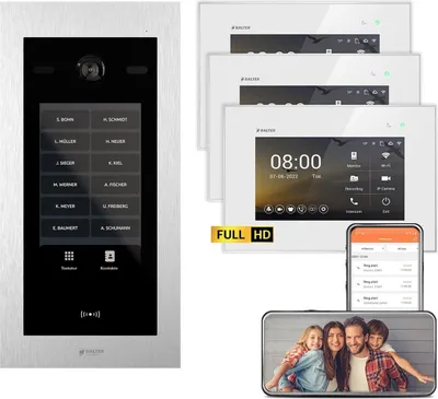 Produktbild von BALTER EVO HD Touch 7 Silber/Weiß 3x7" WiFi Video Türsprechanlage Set bis zu 1000 Familienhaus