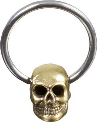 Produktbild von viva-adorno 1,6x12mm Vintage Piercing BCR Klemmring Chirurgenstahl mit Messing Totenkopf Z469,D1