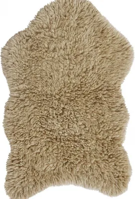 Image de 75 x 110 cm, forme fourrure SOLDE : 75 x 110 cm, forme fourrure Tapis en laine Woolly - Sheep Beige