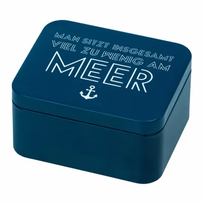 Immagine prodotto di Birkmann Geschenkbox Am Meer, Blechdose, Geschenkdose, Box, Weißblech, Blau, 12 x 10 x 6 cm, 438217