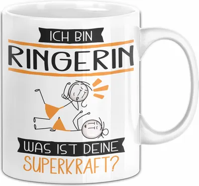 Produktbild von Ringerin Geschenk Tasse Ich Bin Ringerin Was Ist Deine Superkraft Geschenkidee Lustig Geburtstag Weihnachten (Weiß)