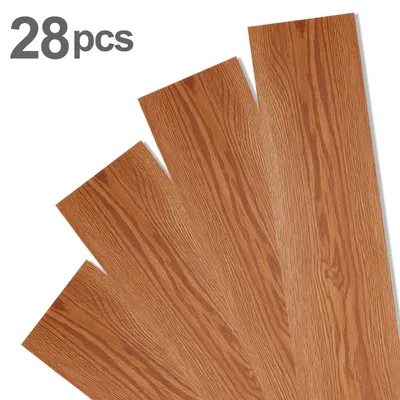 Obrázek produktu pro Vigevee, vinylová podlahová krytina, PVC, 4 m², samolepicí, vinylové desky, lamely, protiskluzová, voděodolná, 28 kusů, vinylové desky s dřevěnou strukturou (barva: dřevěná)