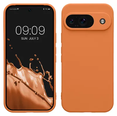Produktbild von kwmobile Handyhülle für Google Pixel 9 Hülle - weiches Handy Silikon Case - Schutzhülle Cover - Warme Aprikose
