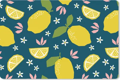 Produktbild von MuchoWow® Schreibtischunterlage Zitrone - Muster - Sommer 60x40 cm - XXL Mauspad - Großes Mauspad