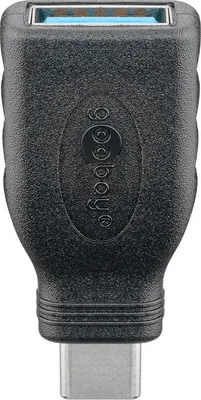 Zdjęcie produktu dla 200x Goobay 45395 Adapter USB-C™/USB-A 3.0 OTG SuperSpeed do kabla ładującego, czarny - wtyczka USB-C™ > gniazdo USB 3.0 (typ A)