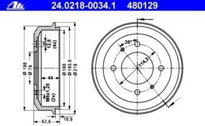 Produktbild von ATE Bremstrommel  24.0218-0034.1