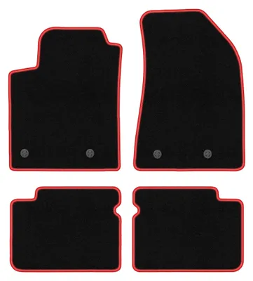 Image de Tapis de sol en moquette pour Fiat Bravo II 2007-2012 (à hayon) – jeu 4 pièces, noir/rouge, sur mesure – Wielganizator CARLUX