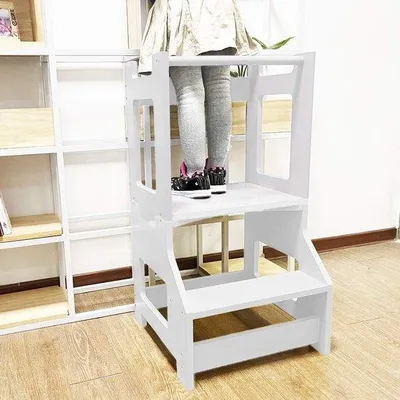 Immagine prodotto di Scala per bambini a 2 gradini - Bianca - Ausilio didattico