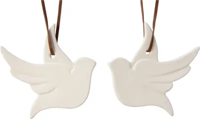 Produktbild von Christbaumschmuck Porzellan Taube 8cm weiß - 1 Stück sortiert