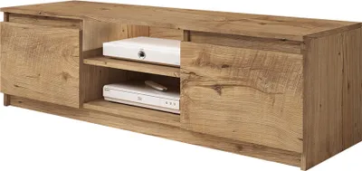 Produktbild von MIRJAN24 TV-Lowboard Dingo, Fernsehschrank, Grifflosem Öffnen, Fernsehtisch, Wohnzimmer TV-Shrank (Farbe: Kastanien Breslau / Kastanien Breslau, mit weißer LED Beleuchtung)