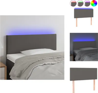 Produktbild von vidaXL LED Kopfteil Grau 90x5x78/88 cm Kunstleder -  Kopf- & Fußenden