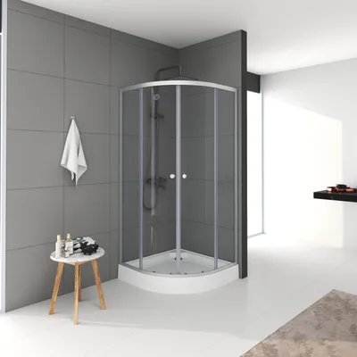 Immagine prodotto di Cabine doccia 90x90 MARWELL Set Crystal Round 90 x 90 x 200 cm - set completo incluso piatto doccia - doccia rotonda con ingresso frontale