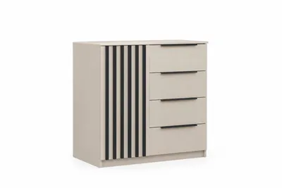 Produktbild von Sideboard Nel 80x89x48 cm Kashmir mit Lamellen Schwarz