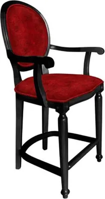 Produktbild von Casa Padrino Barock Barstuhl mit Armlehnen Bordeauxrot / Schwarz - Handgefertigter Antik Stil Barhocker - Barock Barmöbel