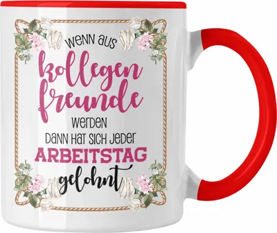 Produktbild von Trendation - Wenn Aus Kollegen Freunde Werden Tasse Geschenk Jobwechsel Neuer Job Abschied Kollegen Kollegin (Rot)