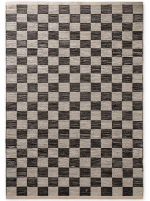 Image de Tapis en jute Hanse Home, modèle Playa, tissé à la main, en fibres naturelles, à motifs à carreaux, blanc et noir