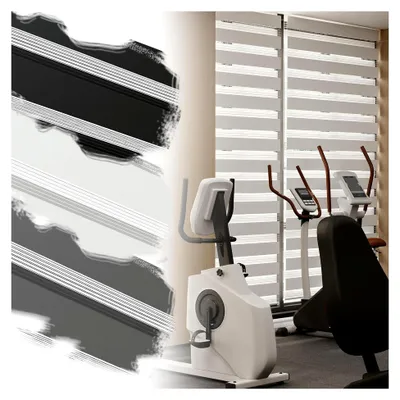 Produktbild von Doppelrollo Klemmfix ohne Bohren Fensterrollo mit Lichtdurchlässig und Verdunkelnd, Höhe Verstellbar, Zebrarollo, 70 x 120 cm, Weiß