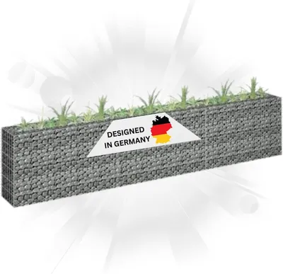 Produktbild von DELUKE® Gabionen Hochbeet ROON aus Stahl | 270x30x60cm | Steinkorb Gabionengitter Ziergabione Steingabione Drahtkorb befüllbar
