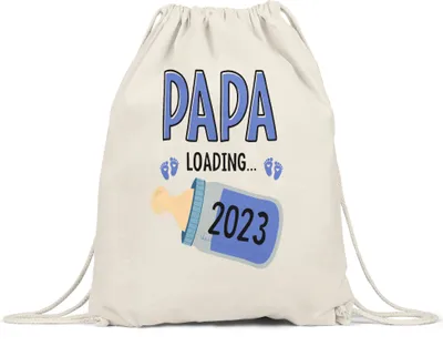 Produktbild von Papa Loading 2023 Turnbeutel Gymsack Geschenk Werdende Väter Babynews mit Ladebalken Schwangerschaft Geschenkidee