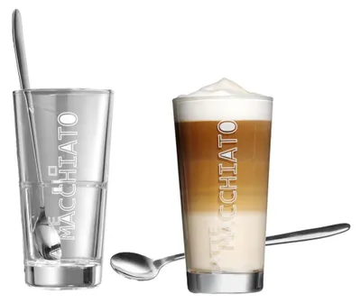 Immagine prodotto di Ritzenhoff & Breker Lena Latte Macchiato mit Löffel, 2er Set, hochwertiges Glas, spülmaschinengeeignet, 609684