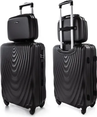 Produktbild von RGL 663 Kofferset ABS++ Hartschalen Koffer abnehmbare Räder Trolley 2tlg Koffer XXL + Kosmetikkofer Schwarz