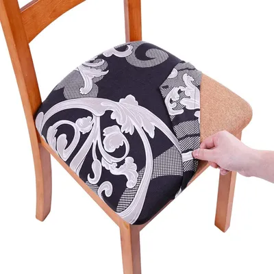 Produktbild von 6er Set Stretch Stuhlbezug Sitzfläche Weich Stuhlhussen Sitzbezug Stuhl Bürostuhl Bezug für Esszimmerstühle Abwaschbar Schonbezug Hussen für Stühle