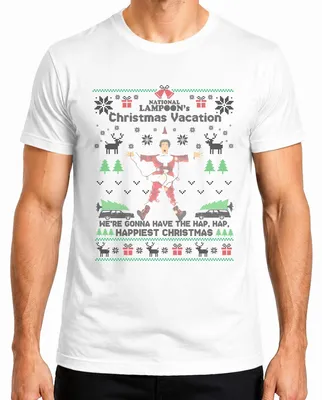 Zdjęcie produktu dla National Lampoons Christmas Vacation Clark Griswold Świąteczna koszulka męska, biały, XL