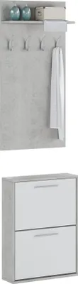 Image de Sestola - Meuble d'entrée, 54x28x181h cm Gris Ciment, Portemanteau