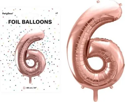 Zdjęcie produktu dla Balon foliowy Cyfra 6 86cm róż.złoto 71406
