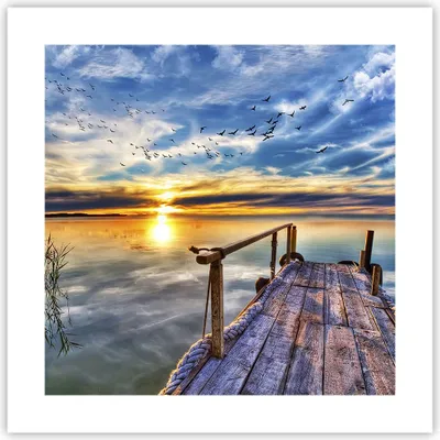 Produktbild von Poster - Poster ohne Rahmen - See Brücke - 40x40 cm - Wand Bild - Wanddeko - Wandbilder - Kunstposter - Wandposter - Bilder - Kunstdruck - Wanddekoration - Wandbild - P2XAC40x40-3963
