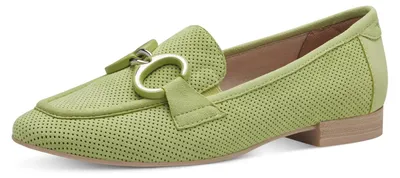 Productafbeelding van Tamaris Comfort dames slipper van leer met blokhak, groen (lichtgroen), maat 39 EU