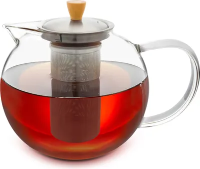 Produktbild von GLASWERK Teekanne Glas (1,8L) - Teekocher mit Teesieb aus rostfreiem Edelstahl - Teebereiter Glaskanne mit Deckel und edlem Holzgriff